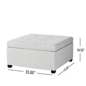 English Elm Carlsbad Tufted Waffle Lid Square Ottoman with Birch Legs for Living Room Storage 73426.00FLGY