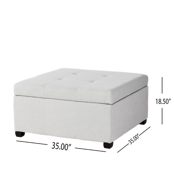 English Elm Carlsbad Tufted Waffle Lid Square Ottoman with Birch Legs for Living Room Storage 73426.00FLGY