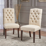 Christopher Knight Home® - Noble House - Crown Top Ivory Linen Dining Chair - Set of 2