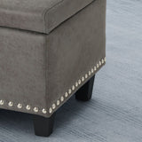 Christopher Knight Home® - Noble House - Caren Contemporary Microfiber Storage Ottoman with Nailhead Trim