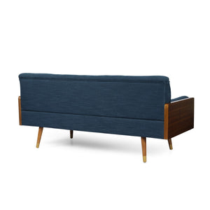 English Elm Aidan Tufted Fabric Sofa with Diamond Stitching and Gold Tipped Rubberwood Legs Navy Blue 61688.00NBLU