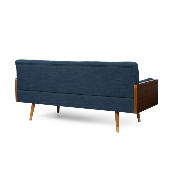 English Elm Aidan Tufted Fabric Sofa with Diamond Stitching and Gold Tipped Rubberwood Legs Navy Blue 61688.00NBLU