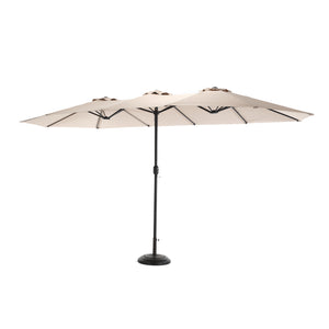 English Elm 14.8 Ft Oversized Double-Sided Rectangular Patio Umbrella with Crank, Steel Ribs, UV Protection khaki W640140329