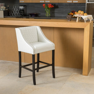 Christopher Knight Home® - Noble House - Milano Ivory Quilted Bonded Leather Bar Stool