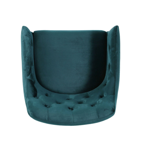English Elm Christopher Knight Home® - CLUB Plush Altay Velvet Armchair with Gold Accents and Curved Modern Glam Design, Luxe Accent Seat Teal 65362.00T