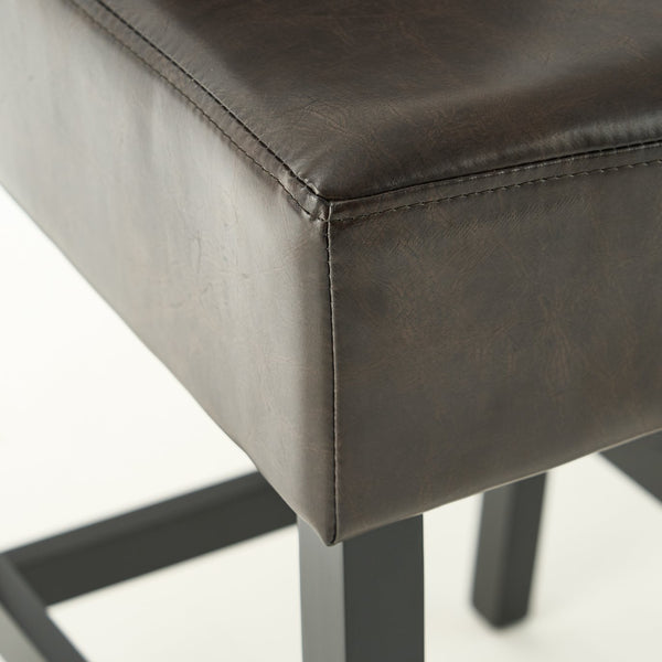 English Elm Christopher Knight Home® - Set of 2 26" Portman Bonded Leather Counter Height Barstool Brown — Stylish, Durable Seating Solution 73724.00