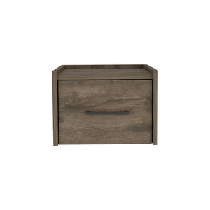 English Elm Floating Nightstand Calion Wall-Mounted Dark Brown with Drawer, Space-Saving Modern Bedroom Storage B092142806