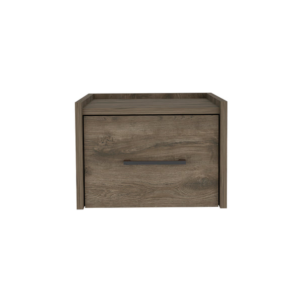 English Elm Floating Nightstand Calion Wall-Mounted Dark Brown with Drawer, Space-Saving Modern Bedroom Storage B092142806