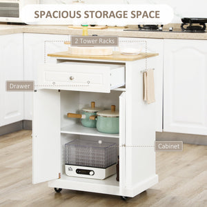 English Elm Rolling Kitchen Island Cart with Drawer and Adjustable Shelf, Mobile Serving Trolley with Hidden Wheels, Towel Racks, Durable MDF Top and 88 lb Capacity for Smart Kitchen Storage and Easy Mobility Cream White W2225142637