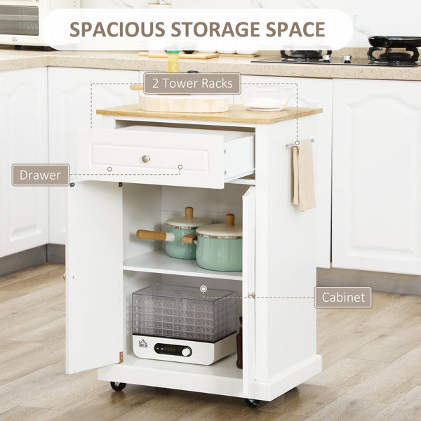English Elm Rolling Kitchen Island Cart with Drawer and Adjustable Shelf, Mobile Serving Trolley with Hidden Wheels, Towel Racks, Durable MDF Top and 88 lb Capacity for Smart Kitchen Storage and Easy Mobility Cream White W2225142637