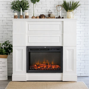 English Elm 24" Electric Fireplace Insert Retro Recessed Heater with Realistic Flames, Remote, 750/1500W, Black W2225142642
