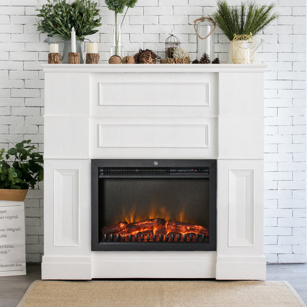 English Elm 24" Electric Fireplace Insert Retro Recessed Heater with Realistic Flames, Remote, 750/1500W, Black W2225142642