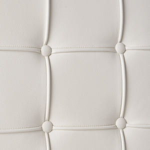 English Elm Christopher Knight Home® - PAVILION Dining Chair Set of 2 with Button-Tufted Waffle Stitching and Polished Silver X-Leg Base White 59927.00WHI