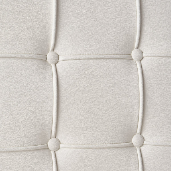 English Elm Christopher Knight Home® - PAVILION Dining Chair Set of 2 with Button-Tufted Waffle Stitching and Polished Silver X-Leg Base White 59927.00WHI