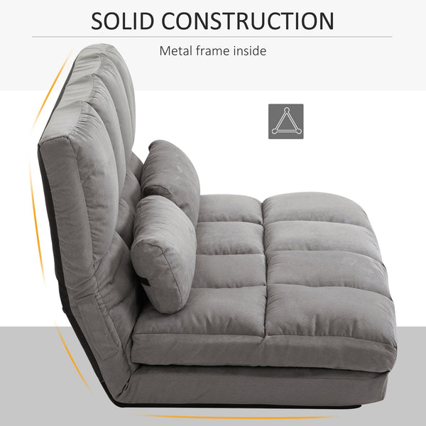 English Elm Convertible Floor Sofa Chair - Versatile Folding Couch Bed With 2 Pillows, Adjustable For Comfort W2225142648