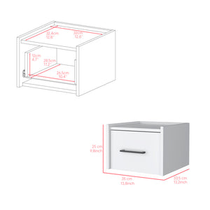 English Elm Floating Nightstand Calion, Bedroom, White