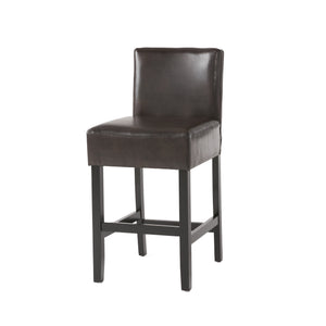 English Elm Christopher Knight Home® - 26-inch Brown Leather Counter Stools Set of 2 — Bonded Leather Seats, Ergonomic Back, Rubberwood Legs, Easy-Clean 73723.00PU