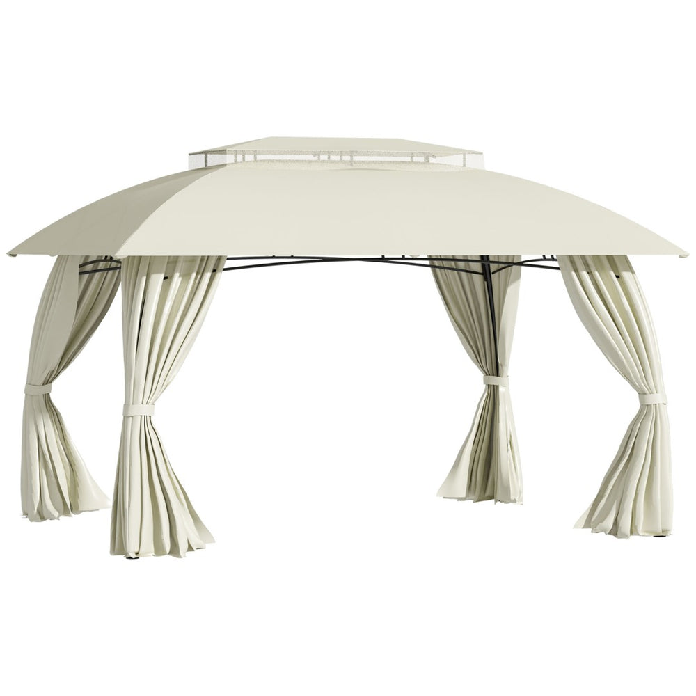 English Elm 10' 10ft Steel Frame Outdoor Gazebo with Vented Canopy Curtain Walls and Uv Shade W2225142542