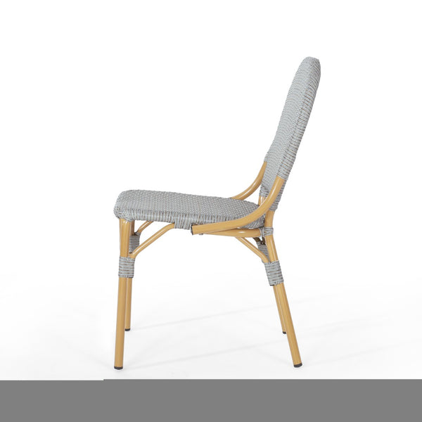 English Elm Outdoor Pe Rattan Bistro Chair Set of 2 with Powder-coated Aluminum Frame Patio 71420.00LBRN