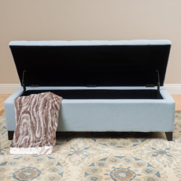 English Elm Christopher Knight Home® - Upholstered Storage Ottoman Bench with Flip-Top Compartment for Extra Seating, Footrest, Durable Elegance Light Blue 68087.00LSKY