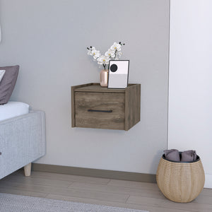 English Elm Floating Nightstand Calion Wall-Mounted Dark Brown with Drawer, Space-Saving Modern Bedroom Storage B092142806