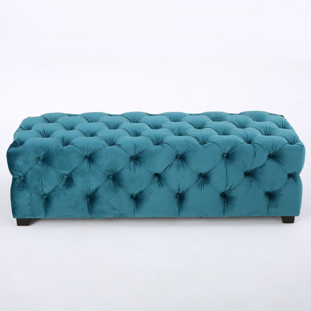 English Elm Ottoman Velvet Button Tufted Bench Glam Accent Seat for Living Room or Entryway 74561.00DT