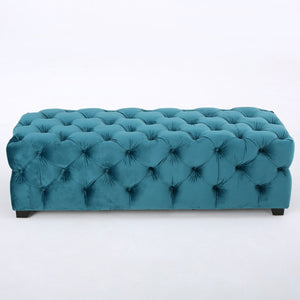 English Elm Ottoman Velvet Button Tufted Bench Glam Accent Seat for Living Room or Entryway 74561.00DT