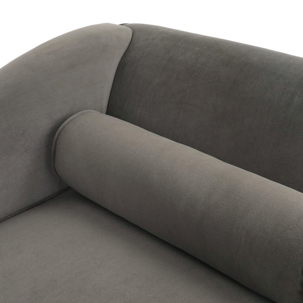 English Elm Chaise Lounge Velvet Upholstered with Birch Legs Elegant Salon Style Living Room Accent Taupe 69103.00TAU