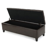 Christopher Knight Home® - Noble House - Ottilie Contemporary Button-Tufted Storage Ottoman Bench, Brown and Dark Brown