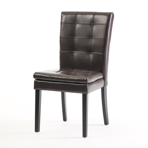 English Elm Badin Tufted Bonded Leather Dining Chairs Rubberwood Frame Set of 2 Contemporary 53447.00PU