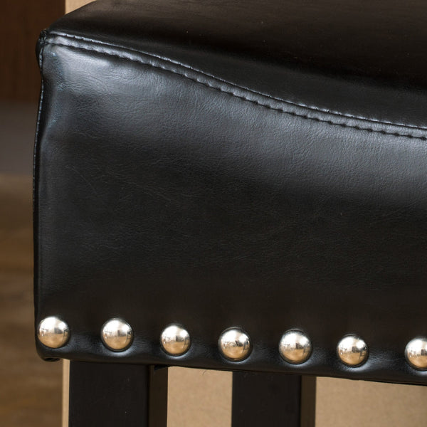 English Elm Christopher Knight Home® - 26" Backless Leather Counter Stools Set of 2 — Modern Bonded Leather Seats on Bronze Hardwood Legs, 300lb Capacity Black 74493.00