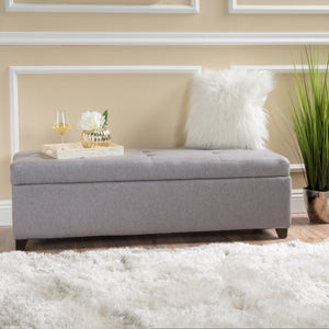 English Elm Christopher Knight Home® - BRENTWOOD Light Grey Tufted Storage Ottoman Bench with Pillow-Soft Cushioning and Hidden Interior 69073.00FLGRY