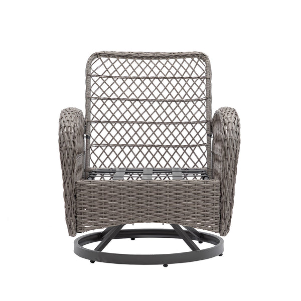 English Elm 3 Pieces Outdoor Swivel Rocker Patio Chairs Set with 360° Rotation, Tempered Glass Table & Plush Cushions Navy Blue W640142463
