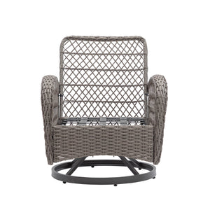 English Elm 3 Pieces Outdoor Swivel Rocker Patio Chairs Set with 360° Recline, Thick Cushions & Tempered Table Blue W640142359