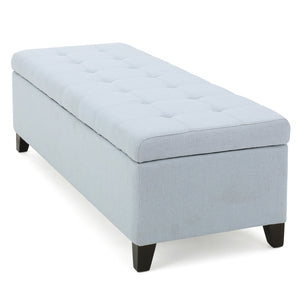 English Elm Christopher Knight Home® - Upholstered Storage Ottoman Bench with Flip-Top Compartment for Extra Seating, Footrest, Durable Elegance Light Blue 68087.00LSKY