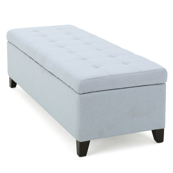 English Elm Christopher Knight Home® - Upholstered Storage Ottoman Bench with Flip-Top Compartment for Extra Seating, Footrest, Durable Elegance Light Blue 68087.00LSKY