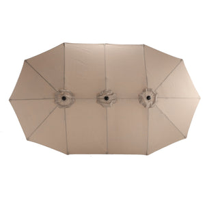 English Elm 14.8 Ft Oversized Double-Sided Rectangular Patio Umbrella with Crank, Steel Ribs, UV Protection khaki W640140329