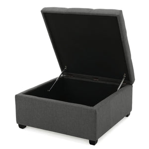 English Elm Carlsbad Tufted Waffle Lid Square Ottoman with Birch Legs for Living Room Storage 73426.00FDGY