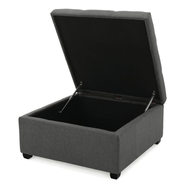 English Elm Carlsbad Tufted Waffle Lid Square Ottoman with Birch Legs for Living Room Storage 73426.00FDGY