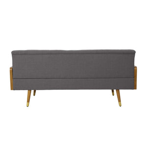 English Elm Aidan Tufted Fabric Sofa with Diamond Stitching and Gold Tipped Rubberwood Legs Grey 61688.00GRY