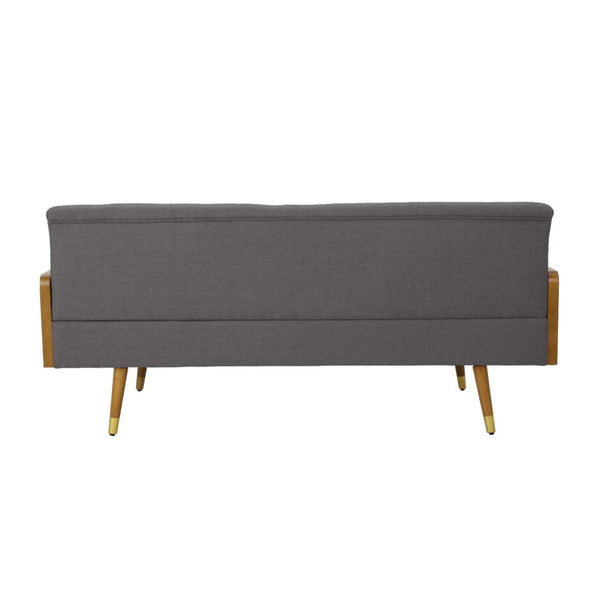 English Elm Aidan Tufted Fabric Sofa with Diamond Stitching and Gold Tipped Rubberwood Legs Grey 61688.00GRY