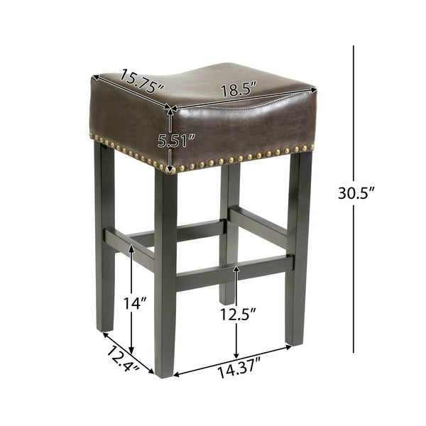 English Elm Christopher Knight Home® - [OLD 30-inch Backless Brown Faux Leather Counter Stool Set of 2 — Modern Bonded Leather, Bronze Finish, 250 lb Capacity WF531036BRN