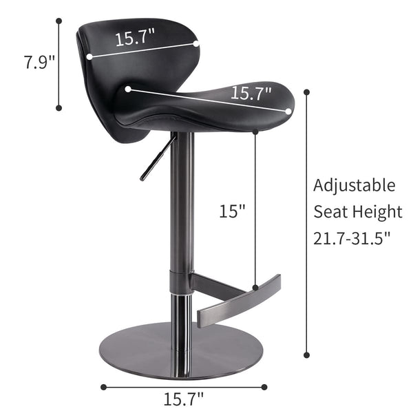 English Elm Black Titanium Swivel Bar Stool Adjustable 21.7–31.5" Height Contoured Back Cushioned Seat for Kitchen Counter & Dining Room Comfort W2195135503