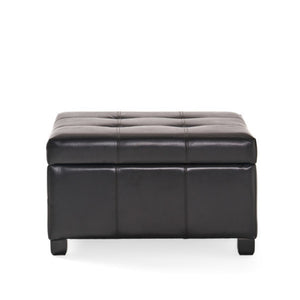 English Elm Richmond Tufted Faux Leather Storage Ottoman with Rosewood Legs for Living Rooms N767P360604E