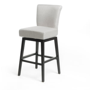 English Elm Christopher Knight Home® - SWIVEL Counter Stool Beige & Black Fabric Upholstered Seat with Wooden Legs, Cozy Swivel Comfort 57178.00FWHT
