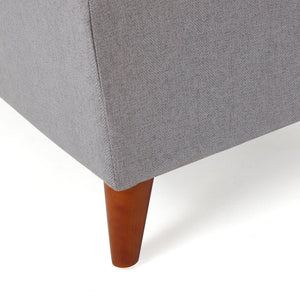 English Elm Storage Ottoman Bench with Lift Top Grey Upholstered Rolled Arm Traditional Style 74491.00LGY