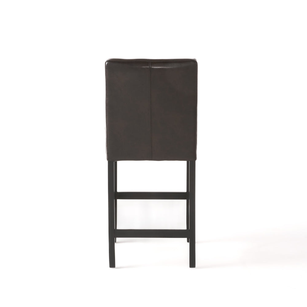 English Elm Christopher Knight Home® - 26-inch Brown Leather Counter Stools Set of 2 — Bonded Leather Seats, Ergonomic Back, Rubberwood Legs, Easy-Clean 73723.00PU
