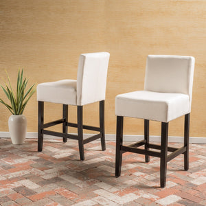 English Elm Zuma Upholstered Counter Stools Set of 2 Studded Acacia Wood Kitchen Island Seating 73723.00FBGE