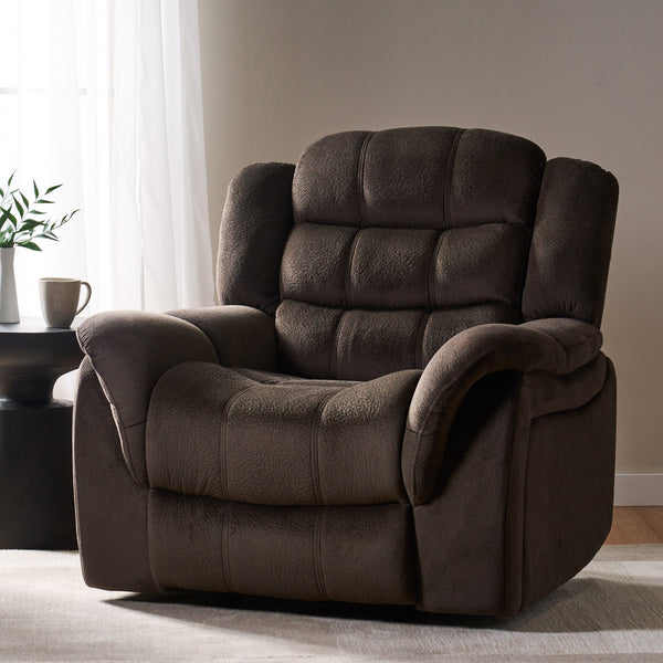 English Elm Christopher Knight Home® - Classic Glider Recliner with Luxurious PU Upholstery, Spacious Seat, Durable Frame, Ultimate Comfort Brown 57412.00F