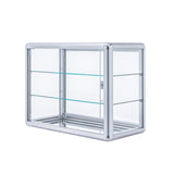 Tempered Glass Counter Display Showcase - Sliding Door with Lock Aluminum Frame